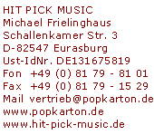  >> HIT PICK MUSIC Musikverlag 